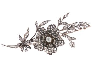 Georgian Diamond Flower Brooch