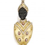 18 Karat Two-Color Gold, Diamond and Cameo Brooch